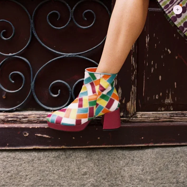 Women's Multiple Colors Ankle Boots Patchwork Pattern Round Toe Platform Block High Heel Fashion Autumn Winter Short Boots