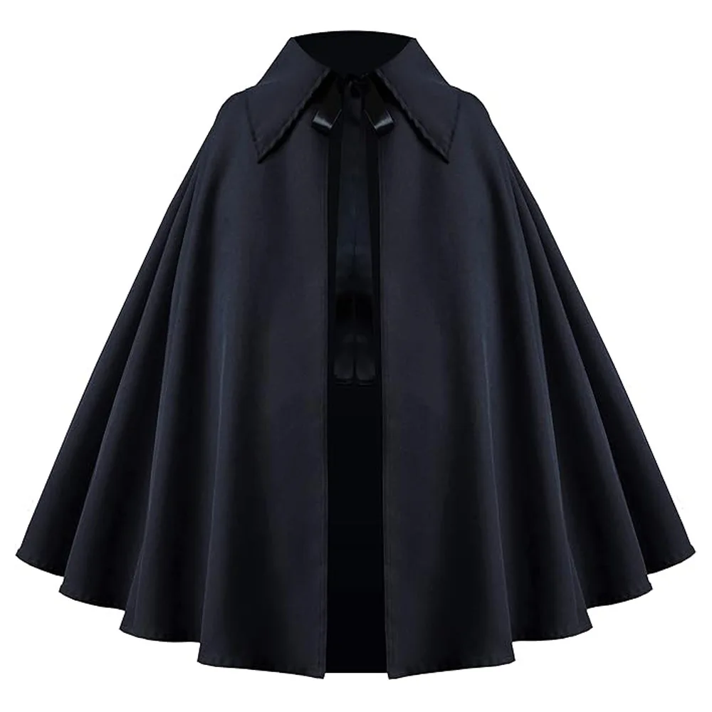 Women Renaissance Costume Medival Halloween Short Steampunk Velvet Cape Gothic Witch Wizards Hooded Cloak