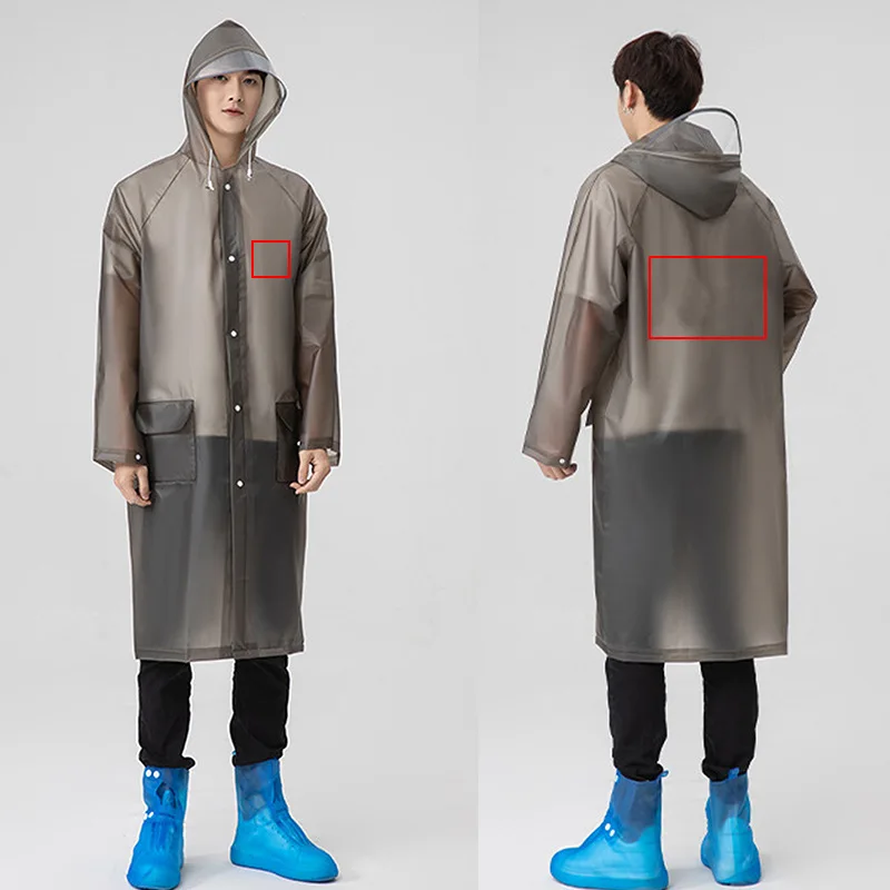 معطف واق من المطر EVA سميك للكبار محمول من قطعة واحدة طويل مقاوم للماء للمشي لمسافات طويلة في الهواء الطلق