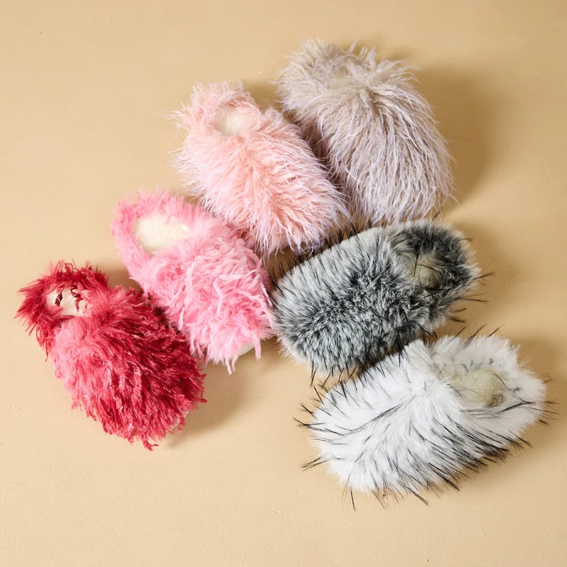 الشتاء رقيق المرأة النعال المنزل الشقق الفاخرة مصمم أحذية امرأة موضة عادية أفخم أنيقة غامض الفراء الشرائح داخلي لينة #4