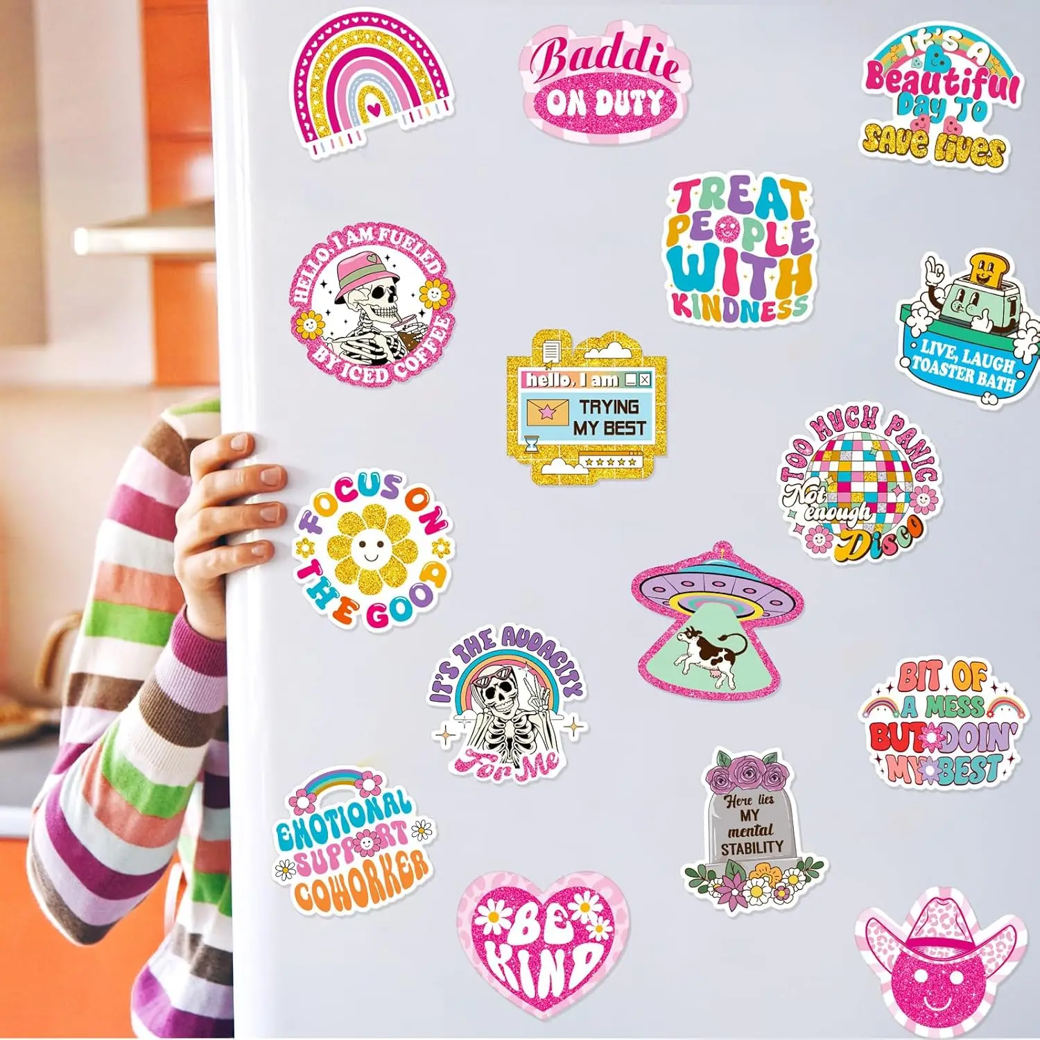 16 Pcs Funny Fridge Magnets Cute Fun Refrigerator Magnet Bulk Groovy Pink Hilarious Magnets Adults Fridge Locker Home Office Kit