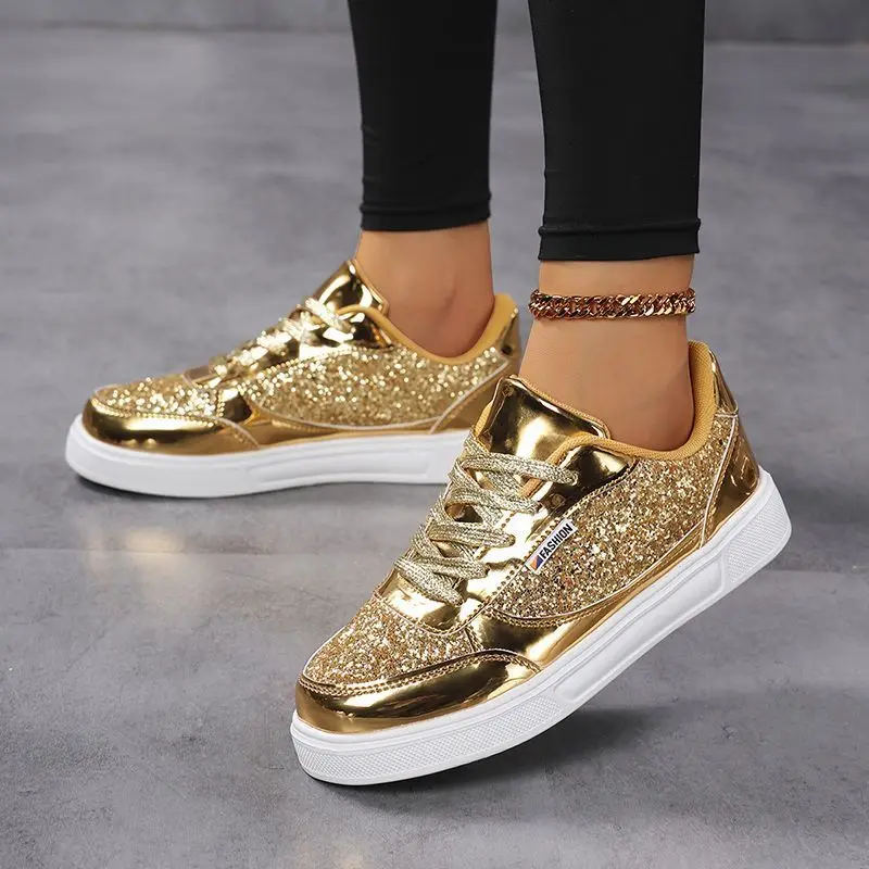 2026 New Ladies' Fashion Low-cut Sequined Casual Shoes High-quality Ladies Enhance Soft-soled Breathable Sneakers Women's Shoes