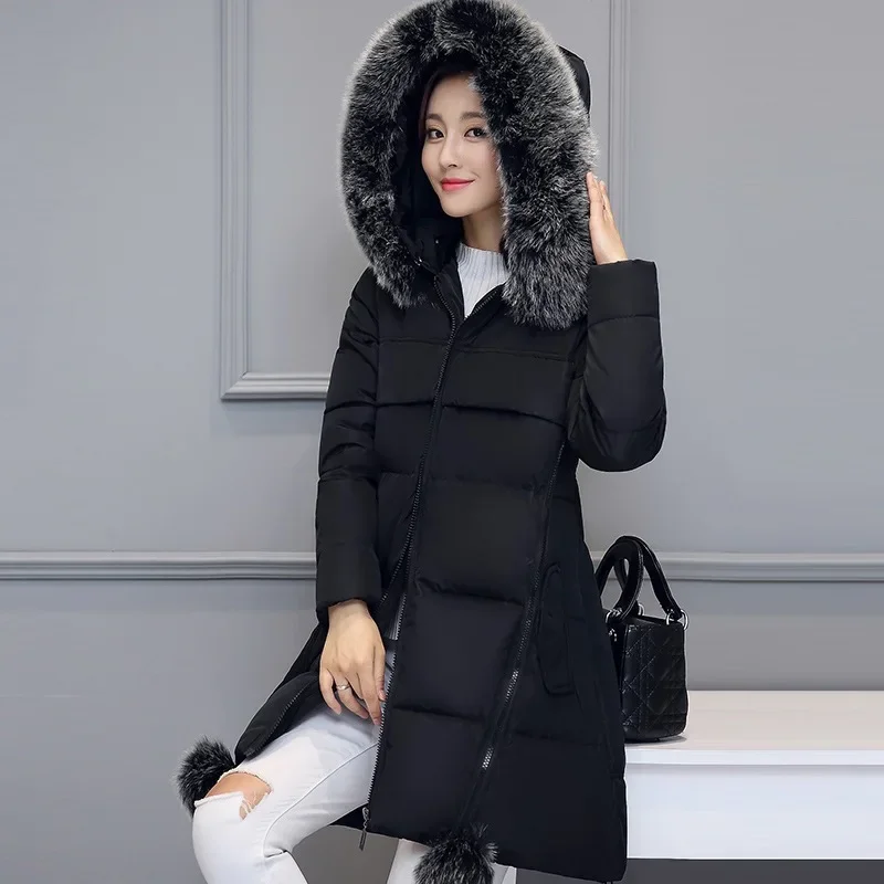 Winter Cotton-Padded Women Korean Version Thickened Mid-Length Hooded A-Line Cloak-Type Padded Jacket