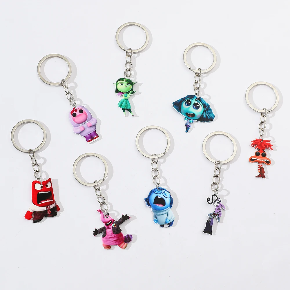 Disney Cartoon Anime Lnside Out Acrylic Cartoon Anime Pendant Keychains Jewelry Backpacking Travel Accessories for Party Gifts