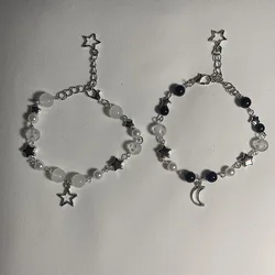 matching star moon bracelets Y2K jewelry
