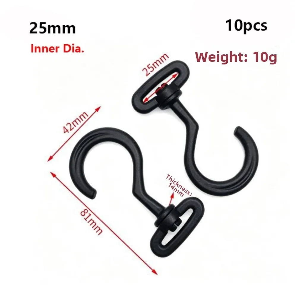 10Pcs Plastic Swivel Hook Clasp Universal 20/25/38mm Rotating Webbing Hooks Backpack DIY Camping Accessories