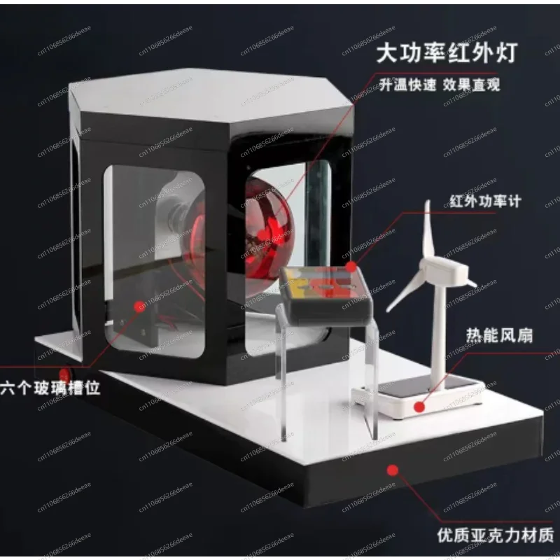 6 Sides Rotatable Solar Film Heat Test Box, Window Tint Heat Rejection Display Testing Machine with Infrared Lamp