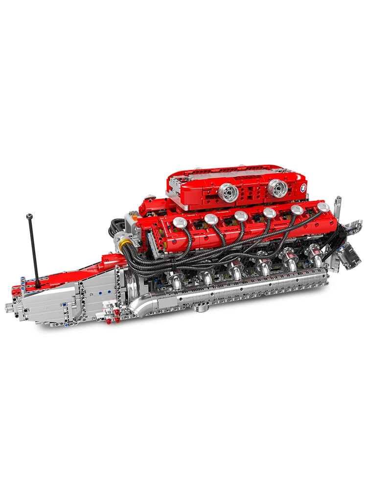 Mould King 10169 Technische Auto Motor Speelgoed De Gemotoriseerde V12 Motor Bouwblok Assemblage Auto Motor Steentjes Kinderen Kerstcadeau - afbeelding 2