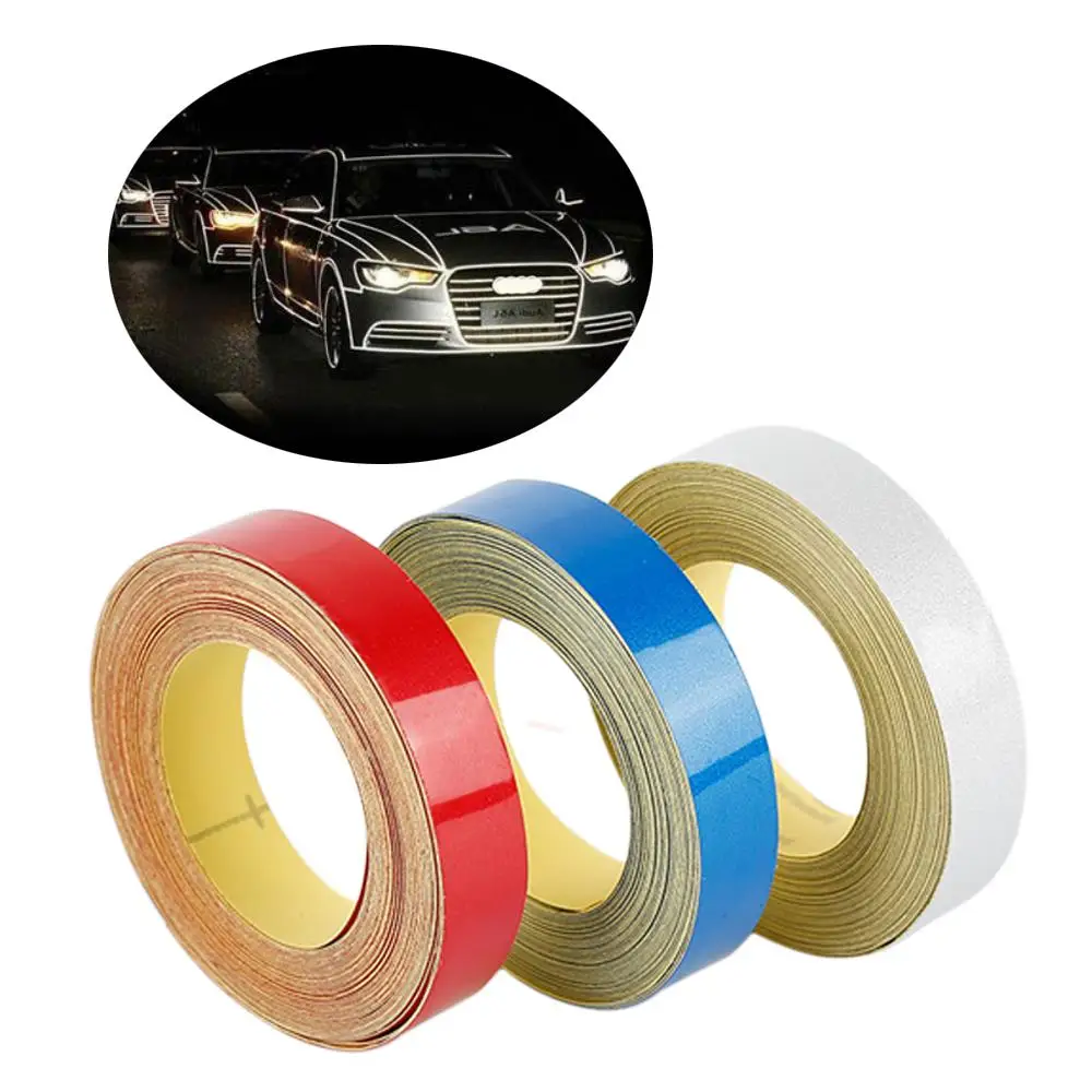 1~10PCS 5mx1cm Reflective Sticker Safety Mark Warning Stickers Reflect Fluorescent Strips Wheel Decoration Car