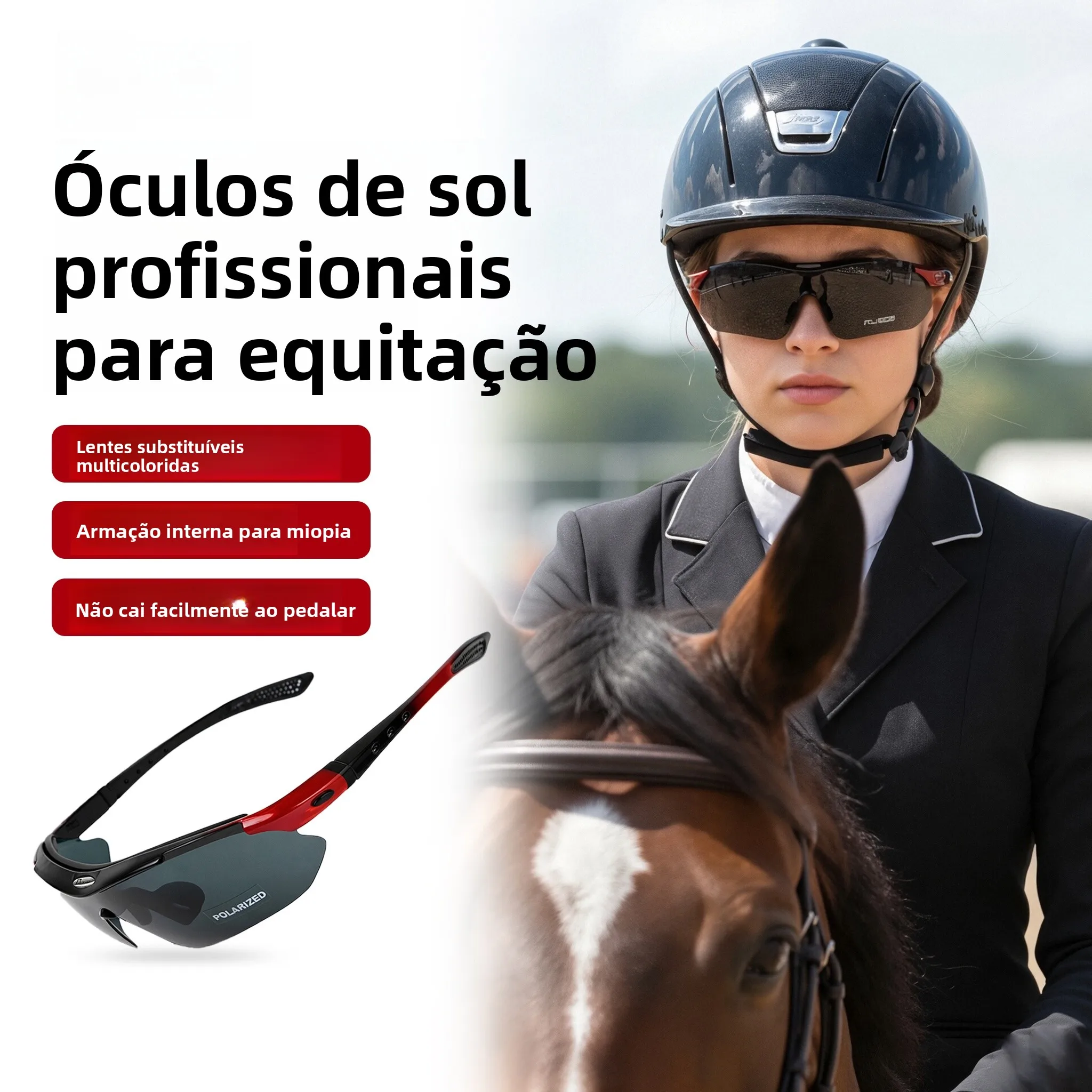 lunettes-de-protection-neutres-pour-l'equitation-polarisees-anti-uv-protection-coupe-vent-eight-feet-dragon-pour-sports-equestres