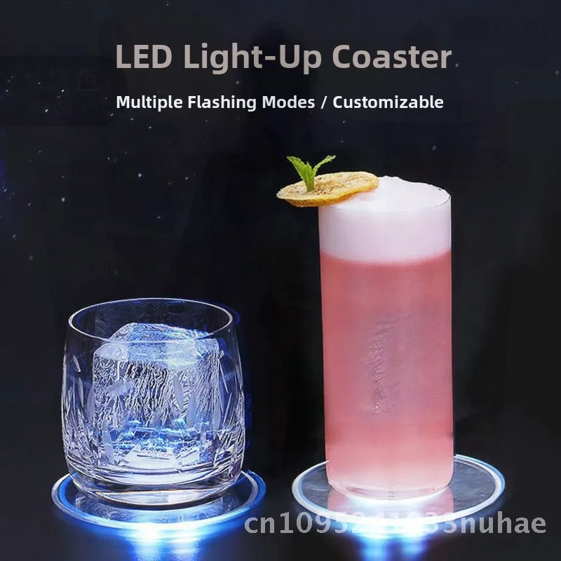 

Светящиеся акриловые подставки, светодиодные светящиеся наклейки на чашки, индивидуальные узоры, вечерние ночники, оптовая продажа с фабрики, домашний декор