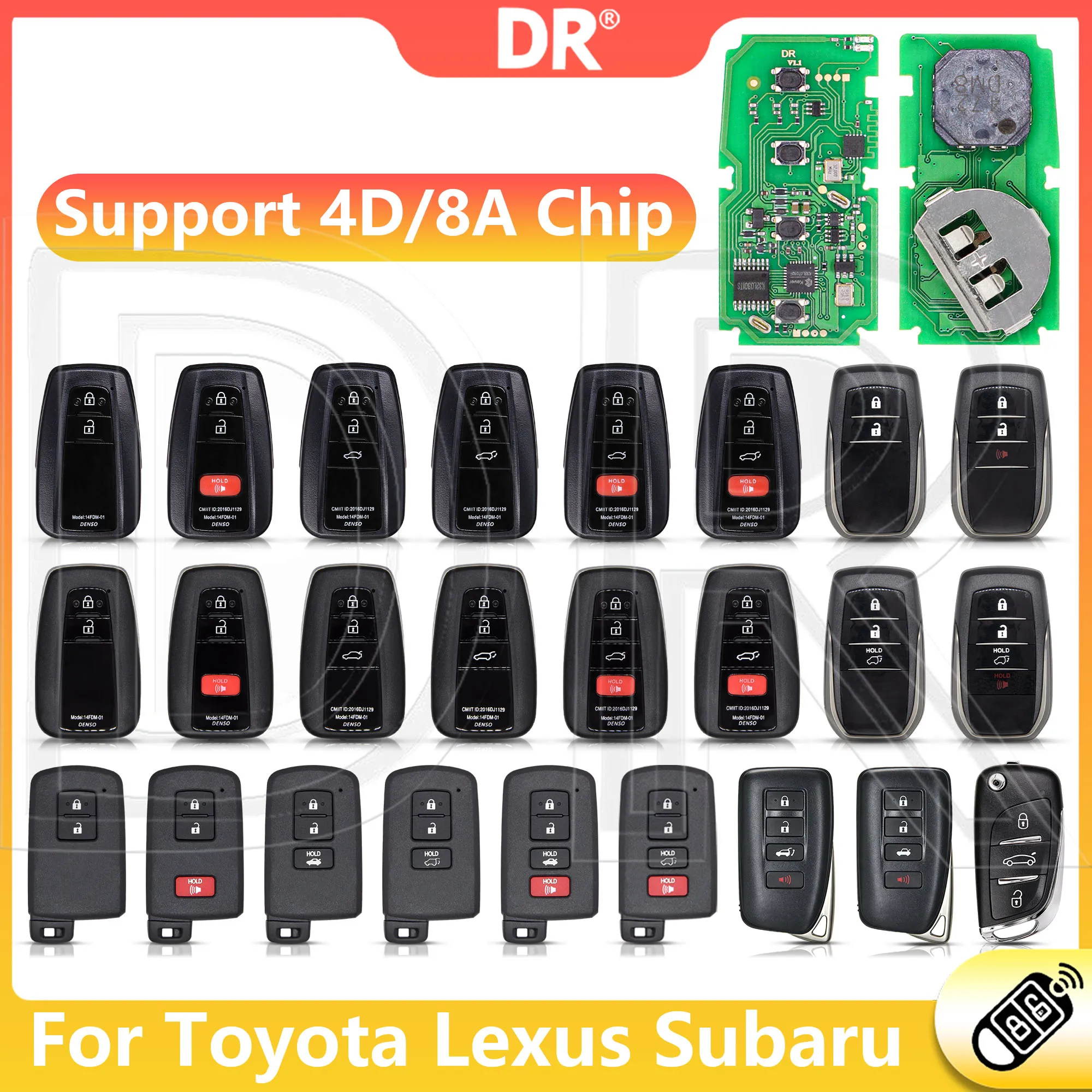 DR3 4D/8A Edit Frequency Global Version Unlimited App-Generated Remote Control Car Key For Toyota Subaru Lexus