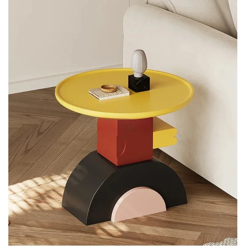 TT  Sofa side, dopamine baking paint art, living room home high-end Italian cartoon small coffee table