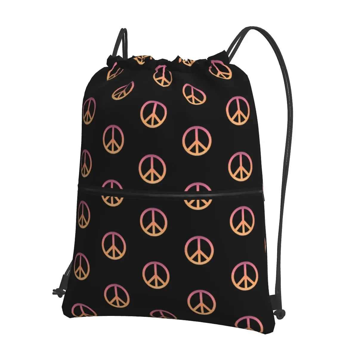 

Gradiented Peace Sign Symbol Portable Backpacks Drawstring Bag Drawstring Bundle Pocket Shoes Bags For Travel Sport Man Woman