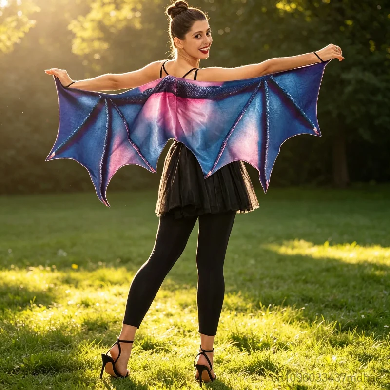 

Adult Dragon Wing Costume Accessory Women Iridescent Bat Wings Fairy Cosplay Prop for Carnival Party Stage Performance Dress Up
