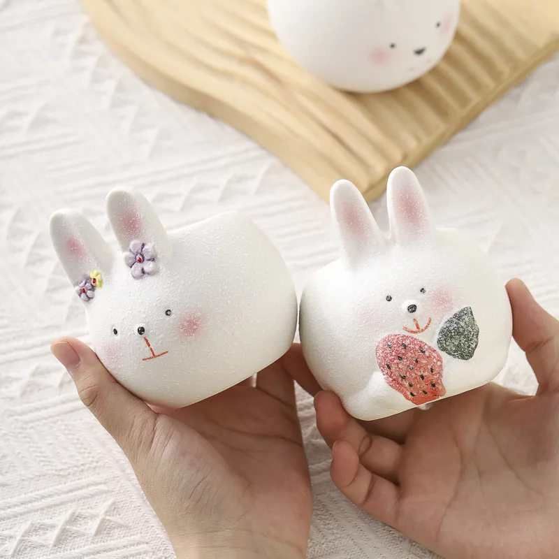 Ceramic Succulent Planter Large Cute Bunny White Pot for Plants in Living Room Balcony