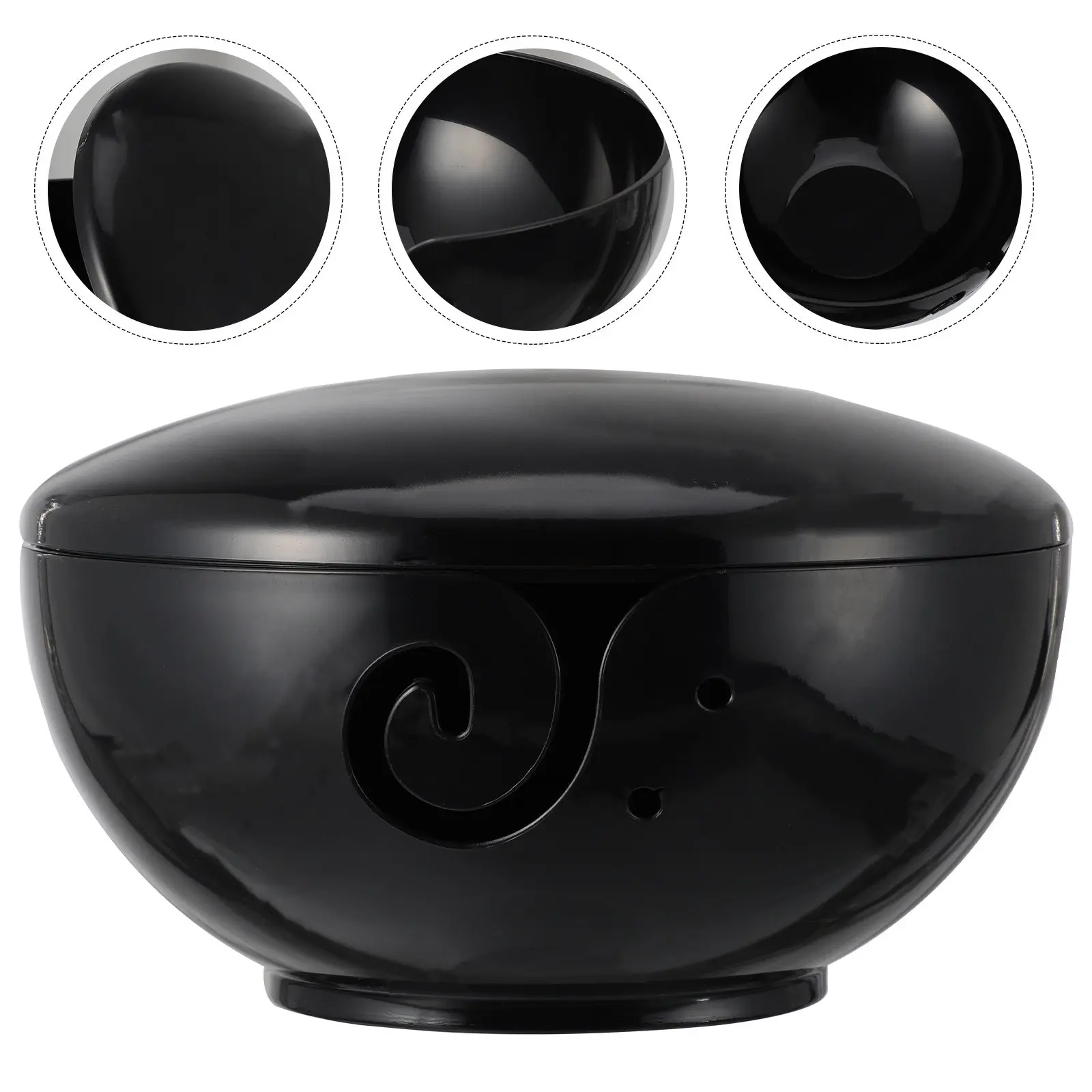 

Black Plastic Yarn Storage Bowl Knitting Crochet Accessory Portable Tangle-Free Yarn Holder Storage Container Crochet Bowl