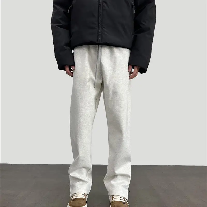 

Утепленные хлопковые брюки с двойным слоем, прямой крой, на молнии, повседневные, для молодежи, на все сезоны