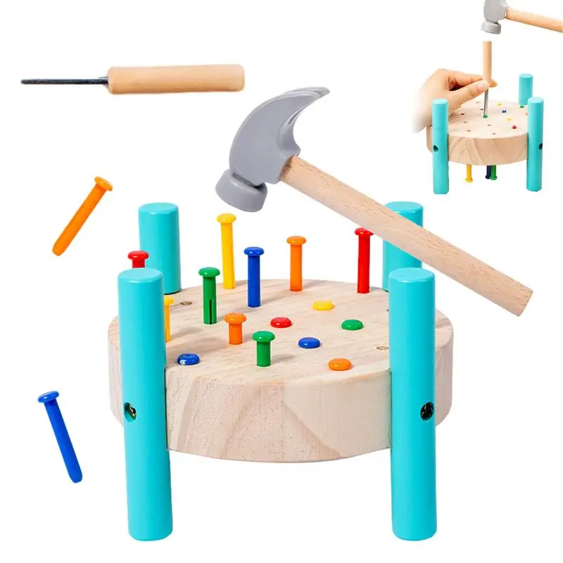 

Workbench Pounding Hammer Toy STEM Educational Preschool Learning Toys Tap Hammer Toy Wooden Montessori Early Developmental