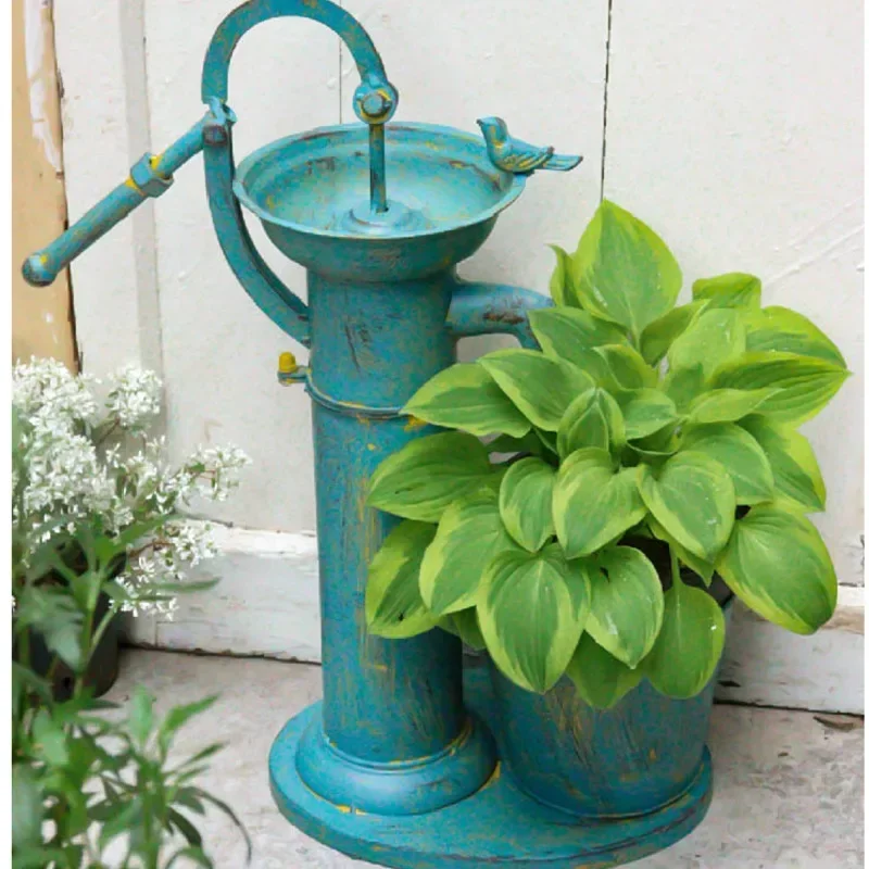 

Outdoor Floor To Ceiling Flower Pots Retro Do Old Plant Stand Creative Garden Pressure Well Balcony Landscaping Iron Decorations