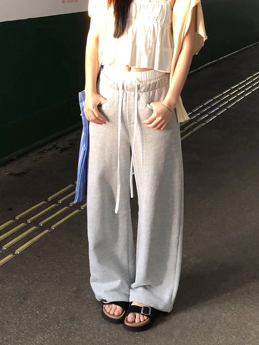 بنطلون واسع الساق للنساء بخصر مرتفع وقصة مستقيمة، بنطلون كاجوال فضفاض رمادي اللون، إصدار جديد للربيع والخريف، مريح ومصنوع من ... #3