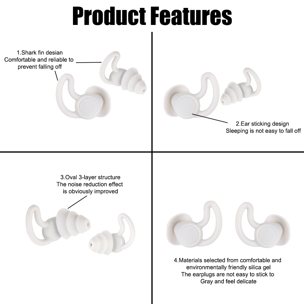 Professional swimming Sleep Noise Reduction Earplugs 1 Pair Sound Insulation Ear Protector Soft Silicone Ear Plugs Waterproof