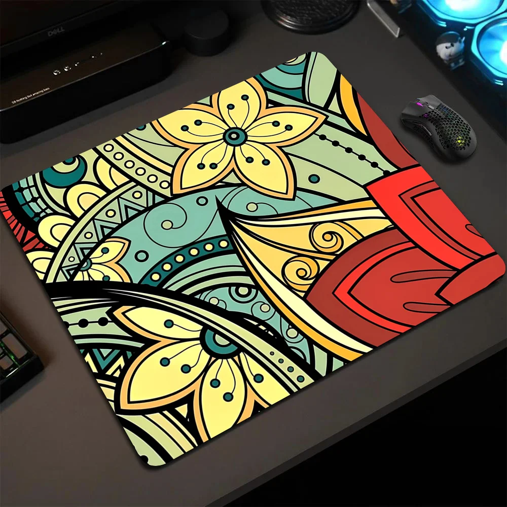 

Mandala Flower Mousepad Small LockEdge Mouse Pad For Gamers Computer Desk Pad Rectangular Anti-slip Rubber