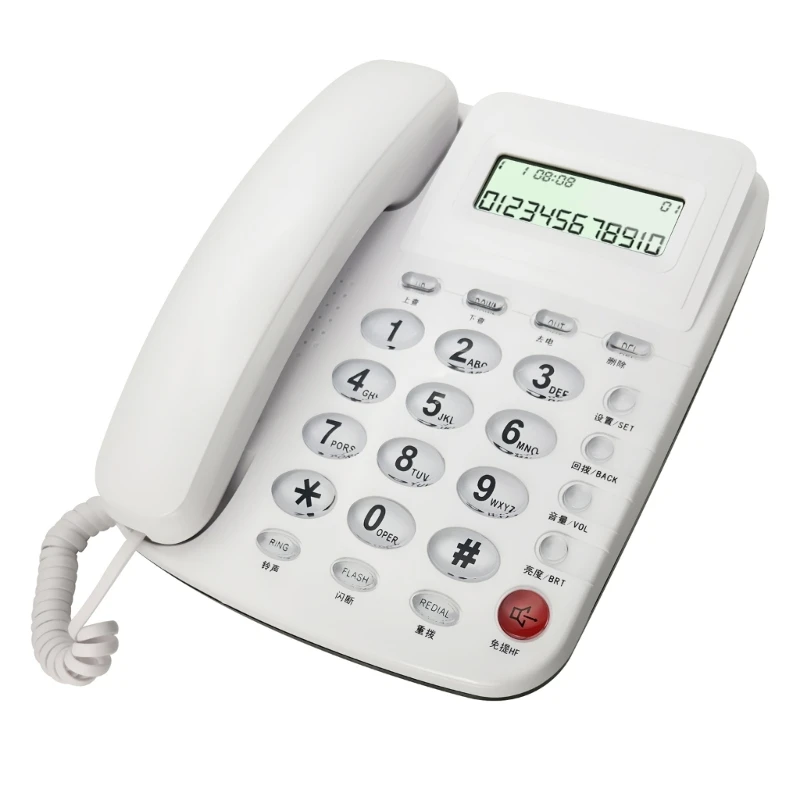 Home Landline Fixed Telephone Desk Phone with Caller Identification Last Number Redial Corded Phone Noise Reduction D46B