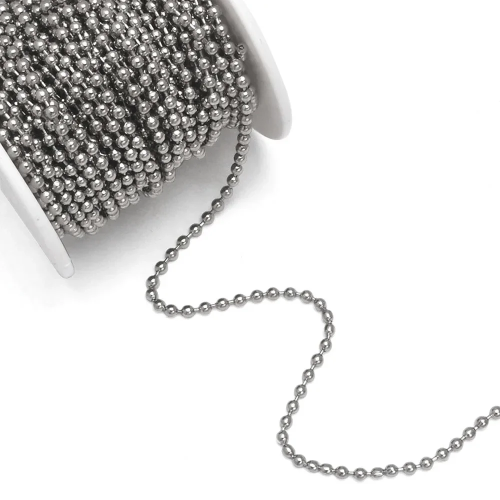 2-30M Ball Bead Chain, 304 Stainless Steel Bead Chain for Roller Shades, Window Blinds Dog Tags, J 1.5mm 2.0mm 2.4mm 3.0mm