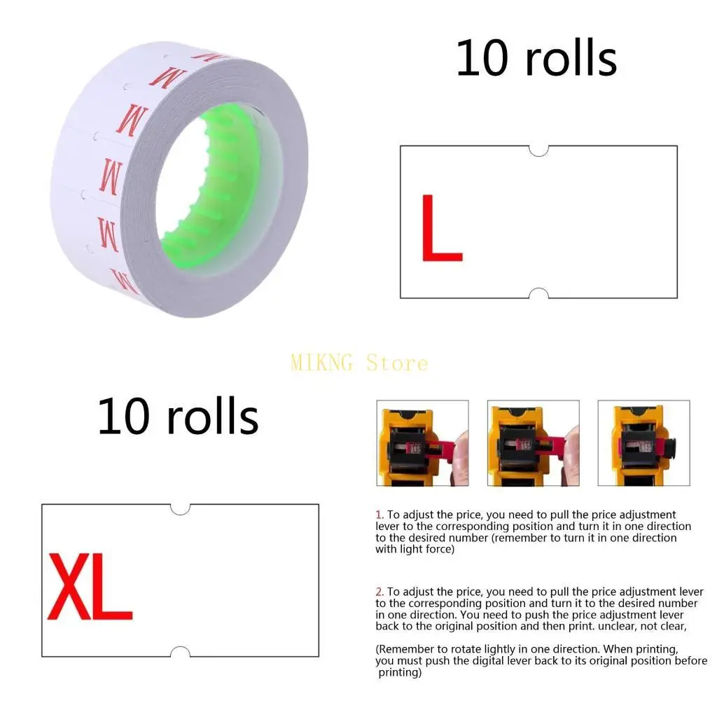 10 Rolls White Price Label Price Tag Labeling 22mm x 12mm White Retail Shop Price Label Set best sale