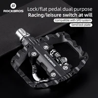Pedales de bicicleta ROCKBROS, Pedal plano de medio bloqueo, pedales de bicicleta MTB de nailon antideslizantes 2 en 1, plataforma de tacos planos a prueba de polvo para Shimano