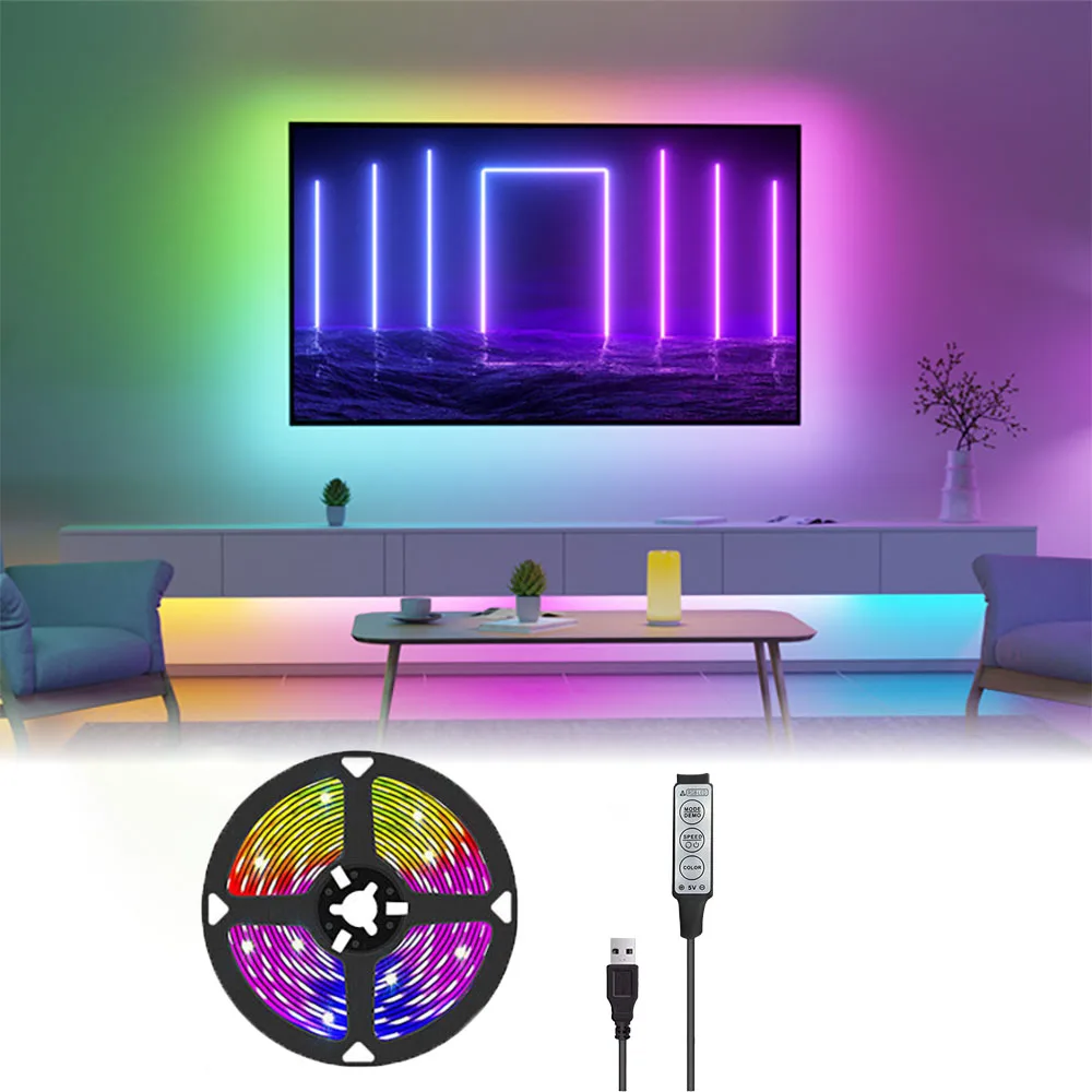 LED Strip Light Strip 1M/30 LED Light RGB 3 Key Control Suitable for Children\'s Room Decoration Atmosphere Night Light