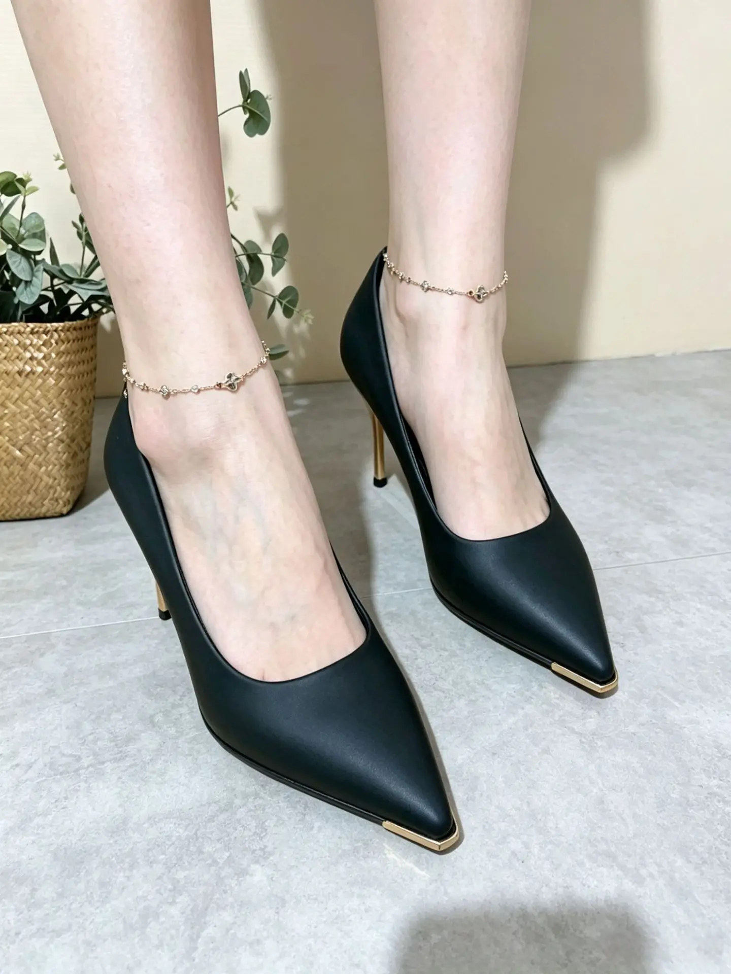 Neue Party Hochzeit Damen High Heels Echtleder Spitze Schuhe Elegante Bürodamen-Schuhe Damenpumps Große Größe 42 – Detail 15