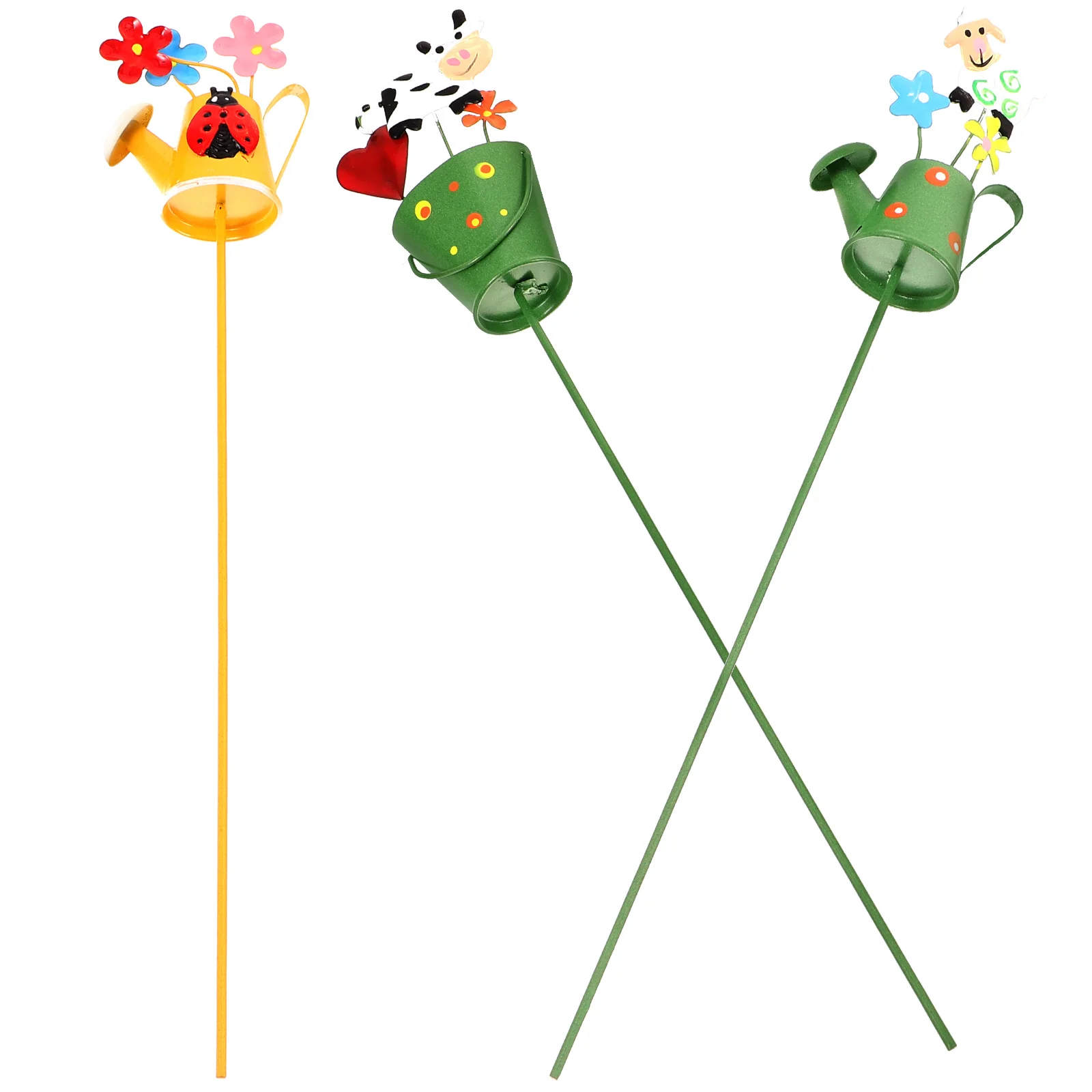 

3Pcs Metal Iron Garden Stakes Cartoon Lawn Ornament Durable Outdoor Plant Pot Decoration Iron Garden Stake Lawn Stake Decor