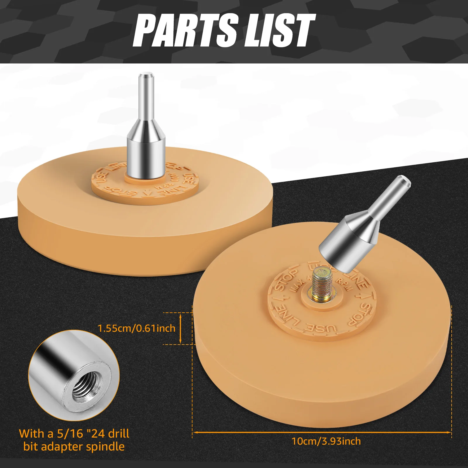 2Pcs Decal Remover Eraser Wheel 4inch Rubber Wheel Decal Removal Tool with Adapter Multi Purpose Rubber Eraser Wheel Safe Eraser