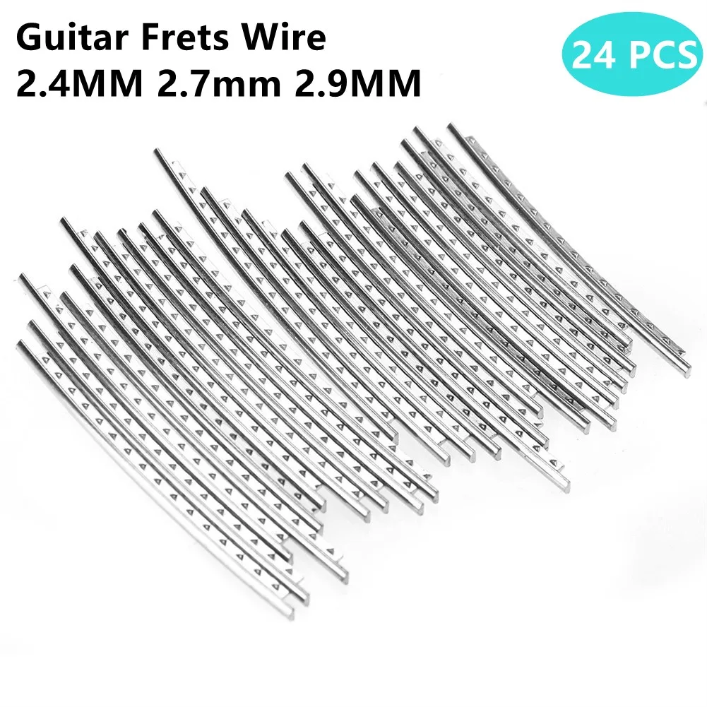 24pcs Fingerboard Frets Fret Wire For Electric Guitar Nickel Stainless Steel 2.4/2.7/2.9MM Repair Material Guitar Accessories