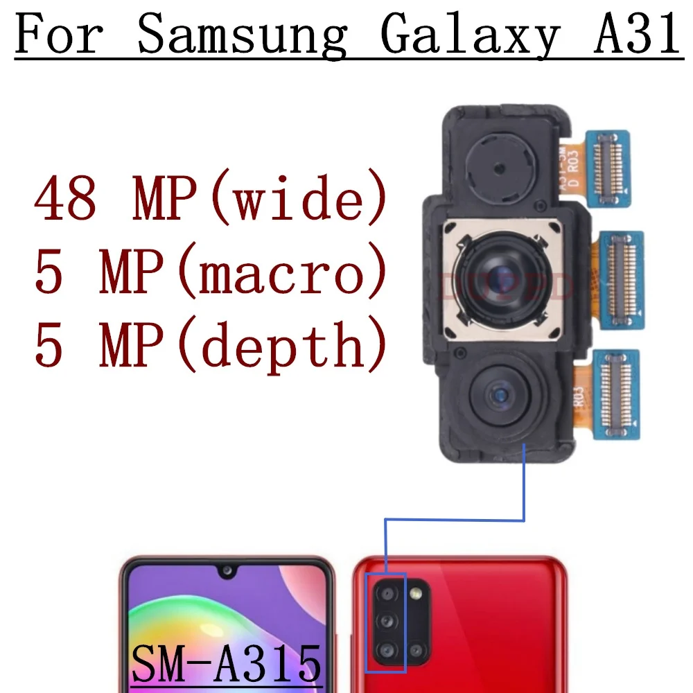 Rear Front Camera For Samsung Galaxy A31 SM-A315F/DS SM-A315G Backside Back Facing Wide Camera Module Replacement Parts