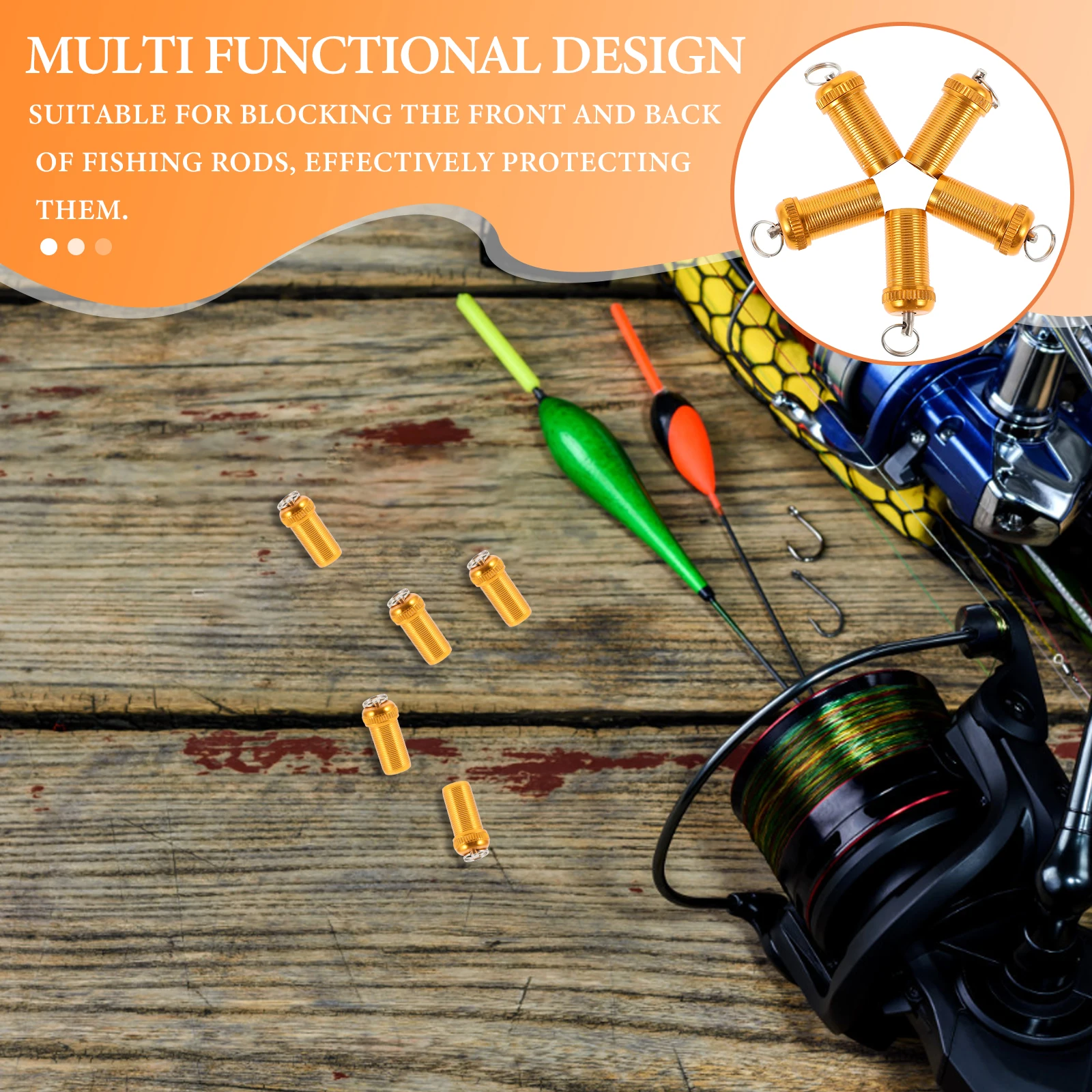 

5pcs Fishing Rod End Cap Stoppers Stainless Steel Protector Replacement Set for Fishing Pole Angling Tip Stopper