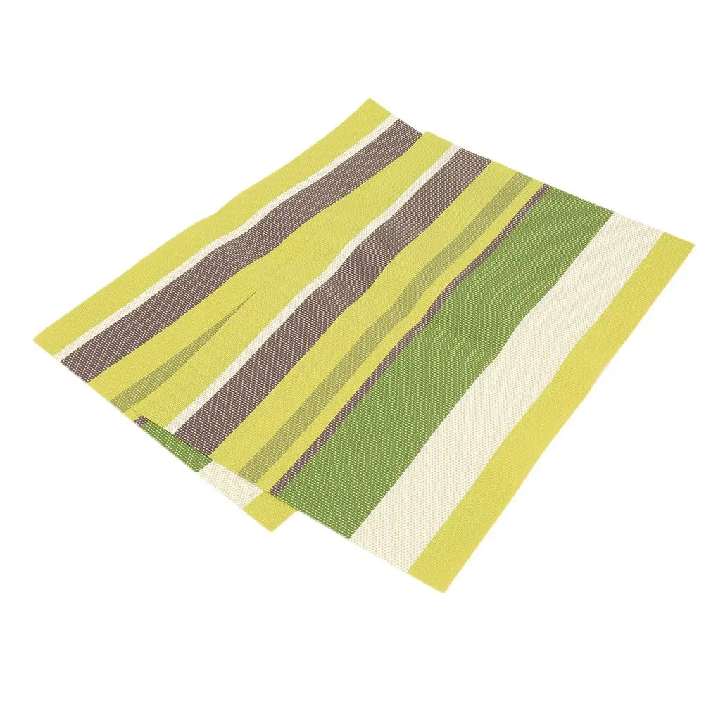 2Pcs Stripe PVC Heat Insulation Table Mat Waterproof Anti-Skid Dining Table Placemats Pot Cup Mat For Kitchen Accessories