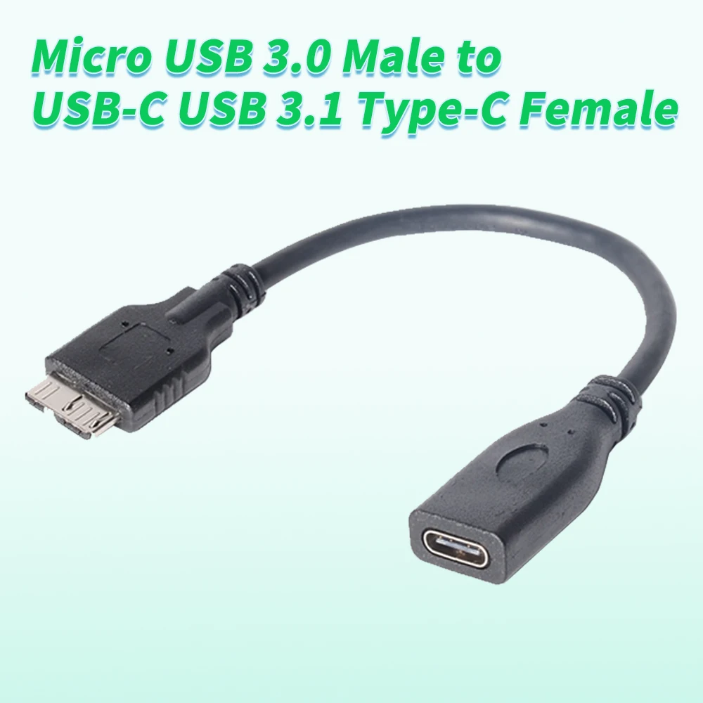 Micro USB 3.0 Male to USB-C USB 3.1 Type-C Female Extension Data Cable for Macbook Tablet 10cm