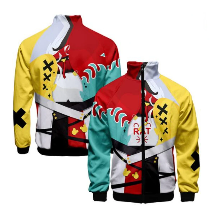 

Hakos Baelz 3D Baseball Jacket Men Bomber Jacket Harajuku Hip Hop Hoodie Casual Stand Collar Zipper Sweatshirt Casual Sportswear