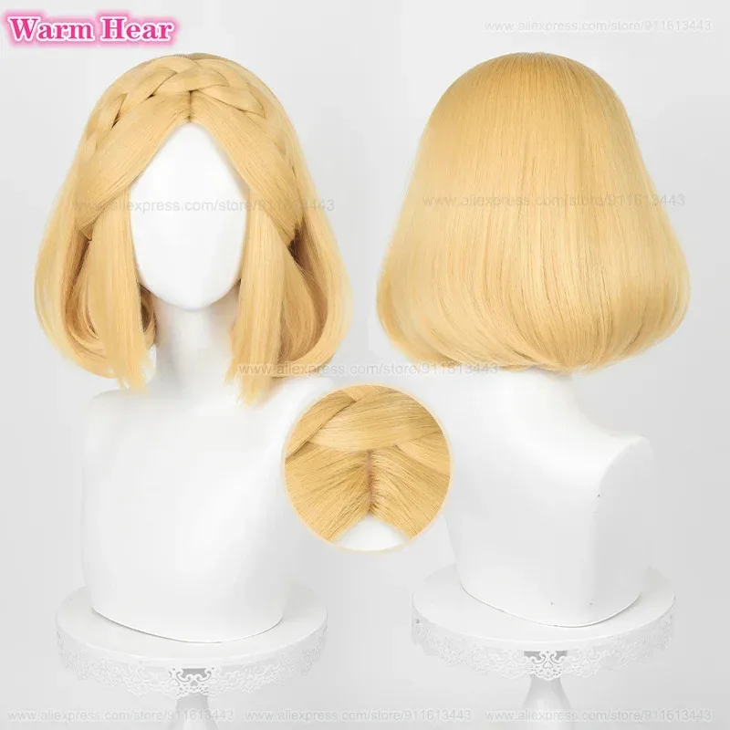 

Игра Синтетические золотые/коричневые волосы принцессы для косплея, термостойкие волосы, вечерние аниме-парики + шапочка для парика