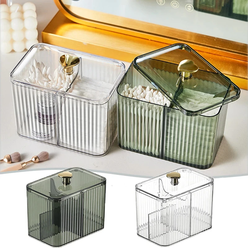 Transparent Acrylic Cotton Swab Storage Box Desktop Dust-Proof Makeup Removal Cotton Lipstick Cosmetics Storage Organization