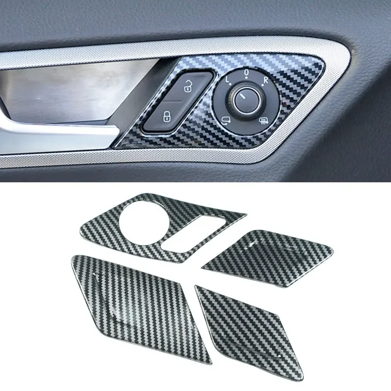 

LHD For VW Golf 7 MK7 7.5 2014 2015 2016 - 2020 Carbon Fiber Texture Interior Door Panel Seat Lock Button Cover Protective Trim