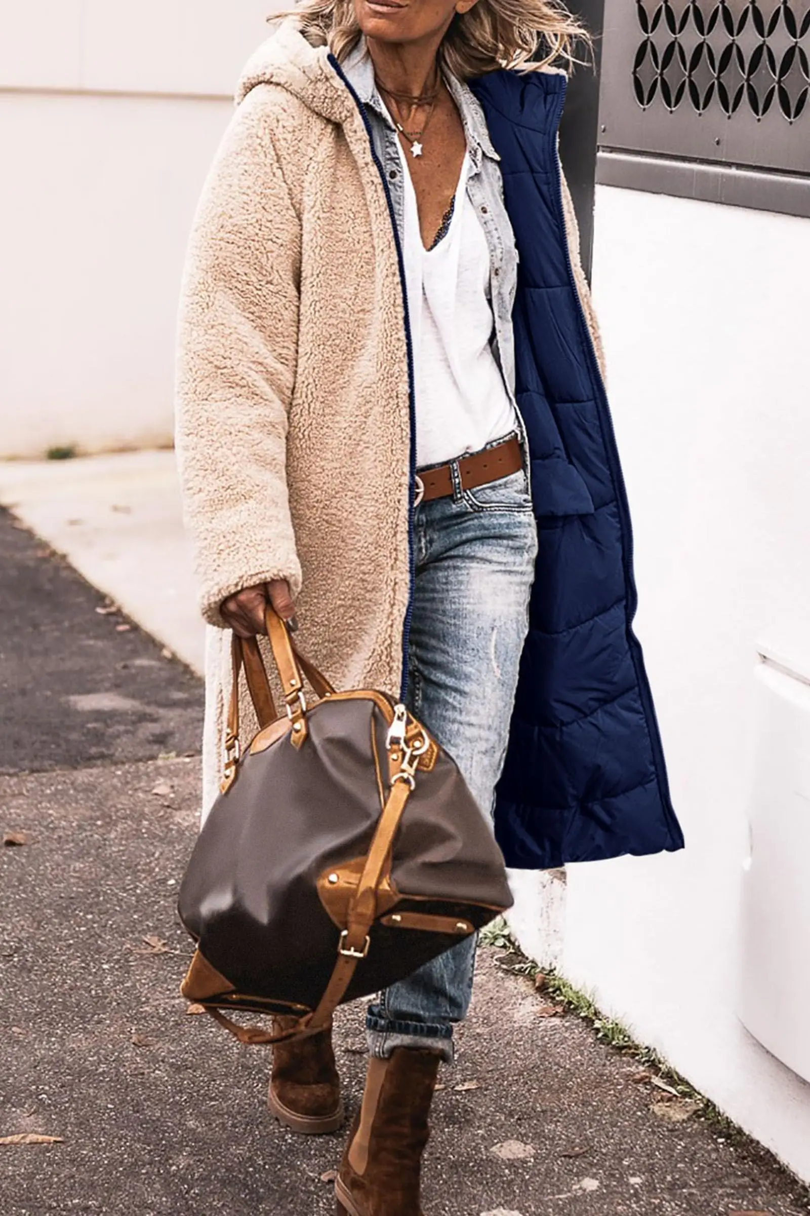 زائد حجم أزياء المرأة عارضة الشتاء معطف دافئ سترة المرأة الصوف سترة الصوف طويلة مقنعين ملابس خارجية