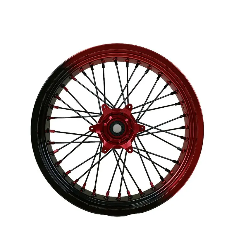 مكتبة ذكية تناسب EXC SXF 2003-2024 TE TC 2014-2024 17-3.5/5.0 مجموعة عجلات Supermoto ذات حافة سوداء وأحمر