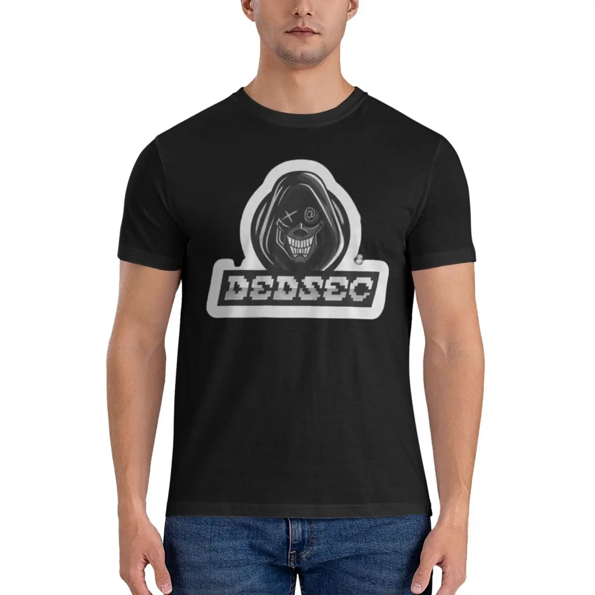 Funny DEDSEC Logo T-Shirts Men Round Collar Pure Cotton T Shirts Watch Dogs Short Sleeve Tee Shirt Original Clothes