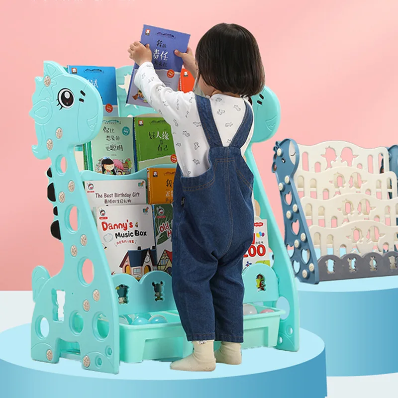 Cartoon Bookshelf for Children, Smooth Plastic Book Shelf, Storage Racks, Toy Bookcase, Lovely Book Shelf, Large Capacity