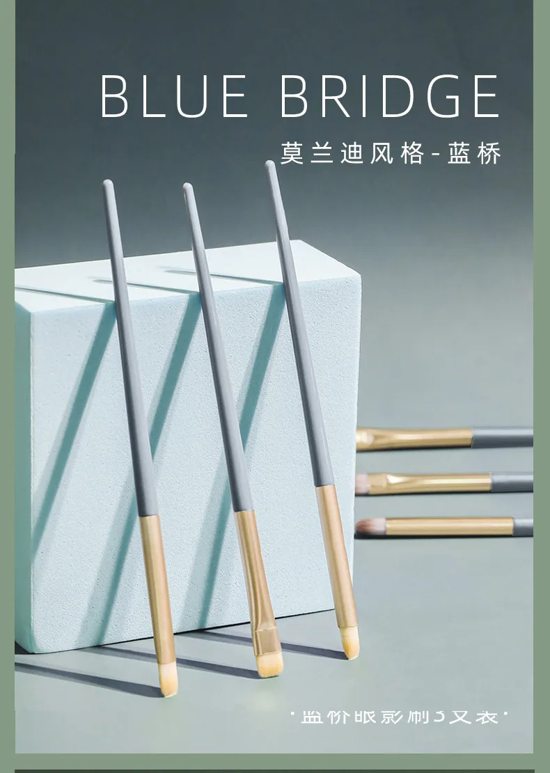 Een set van 3 draagbare en universele oogschaduwborstels voor eyeliner en make-upborstels onder de ogen voor gedetailleerd