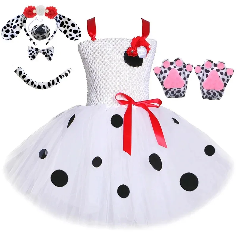 

Dalmatian Dog Costume for Baby Girls Animal Spotted Puppy Dresses for Kids Birthday Ballet Tutus Children Christmas Party Outfit